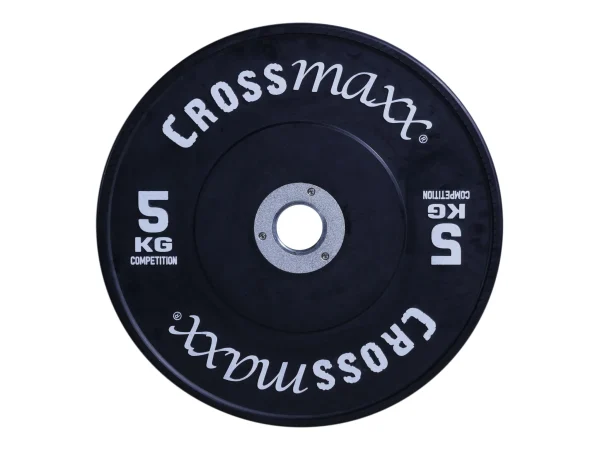 Crossmaxx Competition vægtskive 5 kg - sort. Af vulkaniseret gummi, slidstærk kvalitet. Til vægtløftning, crossfit og funktionel træning