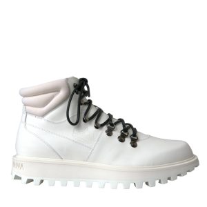 Dolce & Gabbana White Vulcano Trekking Herre Ankle Boots Sko