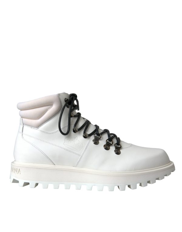 Dolce & Gabbana White Vulcano Trekking Herre Ankle Boots Sko