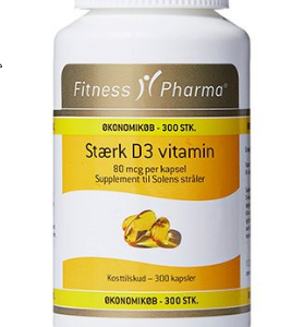 Fitness Pharma Stærk D3 vitamin, 300 kapsler.