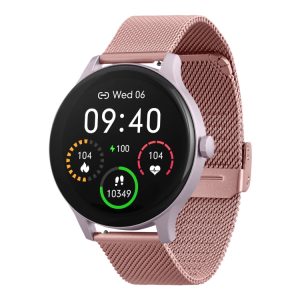 Garett Classy - Smart Ur Med Rem - Stålnet - Display 1.3" - 64 Mb - Bluetooth - 61 G - Pink