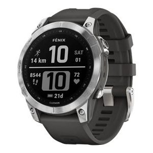 Garmin Fenix 7 - 47 Mm - Sølv - Sportsur Med Bånd - Silikone - Grafit - Håndledsstørrelse: 125-208 Mm - Display 1.3" - 16 Gb - Bluetooth, Wi-Fi, Ant+