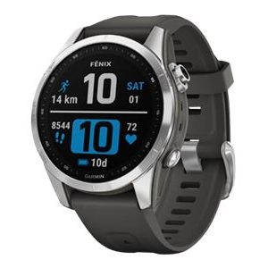 Garmin Fenix 7S - 42 Mm - Sølv - Sportsur Med Bånd - Silikone - Grafit - Håndledsstørrelse: 108-182 Mm - Display 1.2" - 16 Gb - Bluetooth, Wi-Fi, Ant