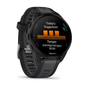 Garmin Forerunner 165 Music - Sort - Sportsur Med Bånd - Silikone - Skifergrå - Håndledsstørrelse: 126-203 Mm - Display 1.2" - 4 Gb - Bluetooth, Ant+