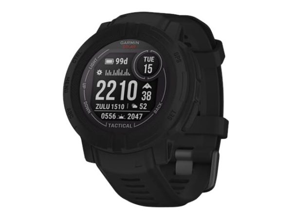 Garmin Instinct 2 Solar - Tactical Edition - 45 Mm - Sort - Sportsur Med Bånd - Silikone - Håndledsstørrelse: 135-230 Mm - Monokrom - 32 Mb - Bluetoo