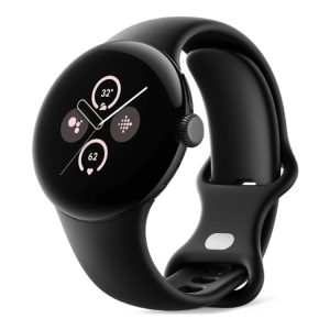 Google Pixel Watch 2 - Matsort Aluminium - Smart Ur Med Aktivt Bånd - Fluoroelastomer - Obsidian - Båndstørrelse: S/L - 32 Gb - Bluetooth, Wi-Fi, Nfc