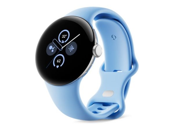 Google Pixel Watch 2 - Poleret Sølvaluminium - Smart Ur Med Aktivt Bånd - Fluoroelastomer - Bås - Båndstørrelse: S/L - 32 Gb - Bluetooth, Wi-Fi, Nfc