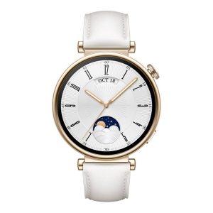 Huawei Watch Gt 4 - 41 Mm - Rustfrit Stål - Smart Ur Med Rem - Læder - Håndledsstørrelse: 120-190 Mm - Display 1.32" - Nfc, Bluetooth - 37 G - Hvid