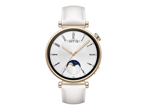 Huawei Watch Gt 4 - 41 Mm - Rustfrit Stål - Smart Ur Med Rem - Læder - Håndledsstørrelse: 120-190 Mm - Display 1.32" - Nfc, Bluetooth - 37 G - Hvid