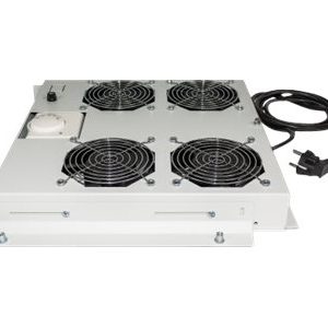 Intellinet 4-Fan Ventilation Unit For 19" Racks, Roof Mount, With Thermostat, Grey - Bakke Til Blæser I Rack - Med 4 Køleblæsere, Termostat - Ac 220/