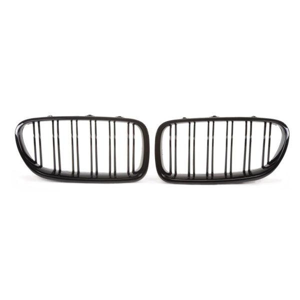 JOM Frontgrill med dobbelt ribbe i blank sort til BMW serie 5 F10/F11/F18 årgang 2010-2015