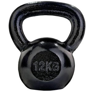 Kettlebell - 12 kg, støbejern, sort