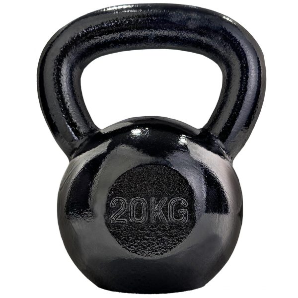 Kettlebell - 20 kg, støbejern, sort