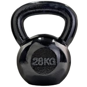 Kettlebell - 28 kg, støbejern, sort