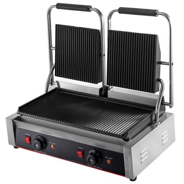 Kontaktgrill / Klemgrill - Rillet overflade - 490 x 230 mm