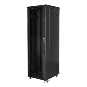 Lanberg Ff01 Series V2 - Rack Kabinet - Flad Pakke, Lcd, Med Netdør, 600X1000 - Med 6 Køleblæsere - Fritstående - Sort, Ral 9004 - 42U - 19"