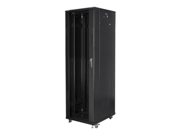 Lanberg Ff01 Series V2 - Rack Kabinet - Flad Pakke, Lcd, Med Netdør, 600X1000 - Med 6 Køleblæsere - Fritstående - Sort, Ral 9004 - 42U - 19"