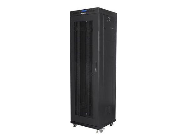 Lanberg V2 - Rack Kabinet - Flad Pakke, Med Netdør, 600X600 - Fritstående - Sort, Ral 9004 - 42U - 19"