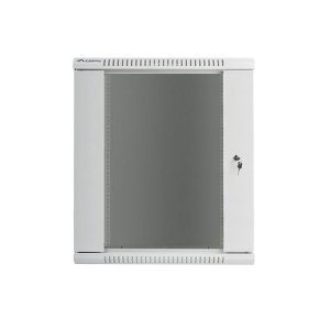 Lanberg WF01-6415-10S Rack Cabinet 19" Wall Mount 15U 600x450mm (Flat Pack) With Glass Door Grey RAL7035