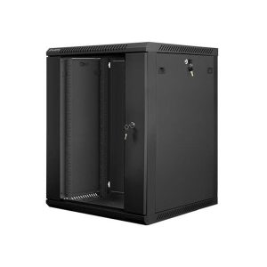 Lanberg WF01-6615-10B Rack Cabinet 19" Wall Mount 15U 600x600 (Flat Pack) With Glass Door Black