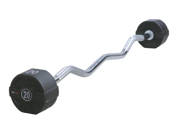 Lifemaxx PU EZ Vægtstang (25 kg) - curl vægtstang, faste skiver. Utrolig slidstærk. Perfekt til biceps- og triceps øvelser.