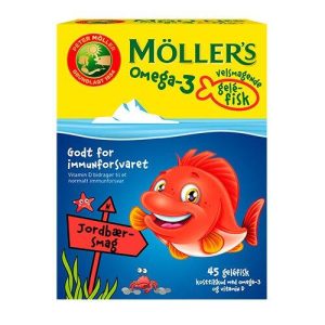 Möller´s Tran Møllers Omega-3 fisk Jordbær, 45gum.