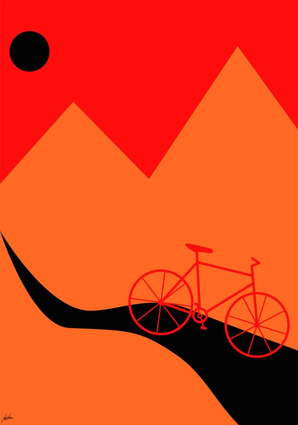 Mountainbike Orange af Justesen Plakater