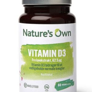 Natures Own Vitamin D3 vegan udvundet af lavekstrakt, 60tab / 33,60g