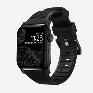 Nomad Nm1a41bn00, Band, Smartwatch, Sort, Apple, Apple Watch Series 7, 6, Se, And All Previous Versions Of Apple Watch, Gummi, Rustfrit Stål