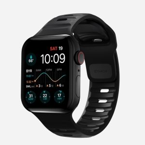 Nomad Sport Strap, Band, Sportsur, Sort, Apple, Apple Watch Series 7, 6, Se, And All Previous Versions Of Apple Watch, Aluminium, Gummi