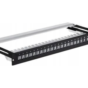 Patchpanel Keystone Rack 19" 1U, 24 Porte, Ftp, Stp, Udtræk, Netrack, Sort