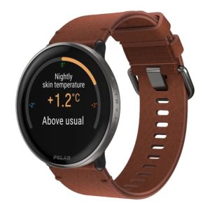 Polar Ignite 3 Titanium - Sportsur Med Bånd - Læder - Solslikket Bronze - Båndstørrelse: S/L - Display 1.28" - 32 Mb - Bluetooth - 36 G