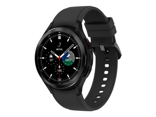 Samsung® | Galaxy Watch4 Classic - 46 Mm - Sort - Smart Ur Med Rillesportsbånd - Fluoroelastomer - Sort - Display 1.4" - 16 Gb - Nfc, Wi-Fi, Bluetoot