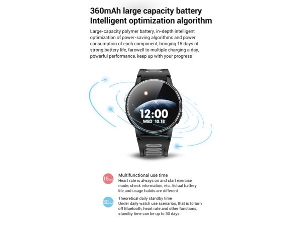 Smartwatch Senbono S20 Czarno-Szary (27681)