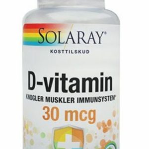 Solaray D-vitamin 30mcg, 100 kap