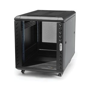 StarTech.com RK1236BKF 4-Post 12U Server Rack Cabinet Lockable 19" Data Rack Cabinet for Computer / AV / IT Equipment Office / Home Network Rack with Casters & Adjustable Mounting Rails