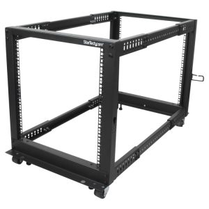 Startech.Com 12U 19" Open Frame Server Rack, 4 Post Adjustable Depth 23-41" Mobile, Free Standing Rolling Network/Computer Equipment Data Rack, Dell