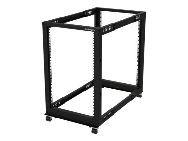 Startech.Com 18U 19" Open Frame Server Rack, 4 Post Adjustable Depth 22-40" Mobile, Free Standing Rolling Network/Computer Equipment Data Rack, Dell