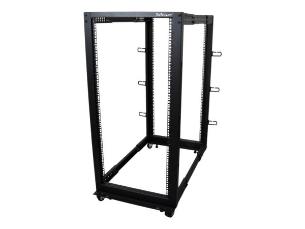 Startech.Com 25U 19" Open Frame Server Rack, 4 Post Adjustable Depth 22-40" Mobile, Free Standing Rolling Network/Computer Equipment Data Rack, Dell