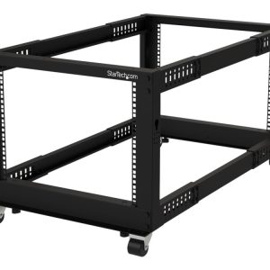 Startech.Com 8U 19" Open Frame Server Rack, 4 Post Adjustable Depth 23-41" Mobile, Free Standing Rolling Network/Computer Equipment Data Rack, Dell P