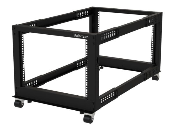 Startech.Com 8U 19" Open Frame Server Rack, 4 Post Adjustable Depth 23-41" Mobile, Free Standing Rolling Network/Computer Equipment Data Rack, Dell P