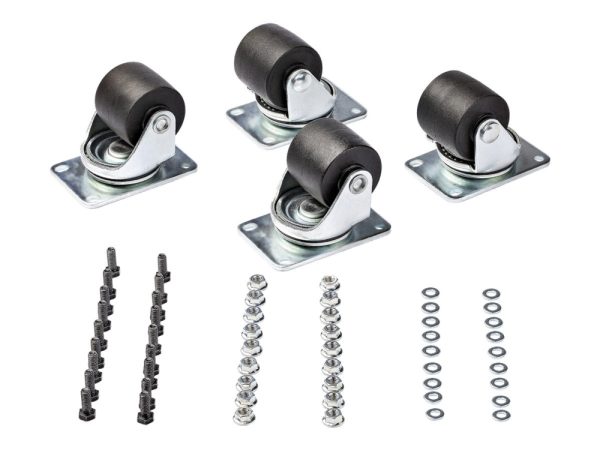 Startech.Com Heavy Duty Casters For Server Racks/Cabinets, Set Of 4 Universal M6 2-Inch Swivel Caster Kit, 45X75mm Pattern, Replacement Caster Wheels