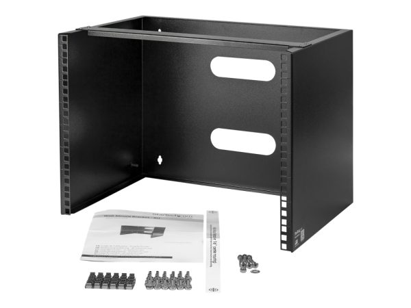 Startech.Com Wall Mount Patch Panel Rack - 4U Wall Mount Rack Shelf With Built In Shelf - 2 Post Open Frame Rack - Rack Shelf (Wallmount8) - Kabinet