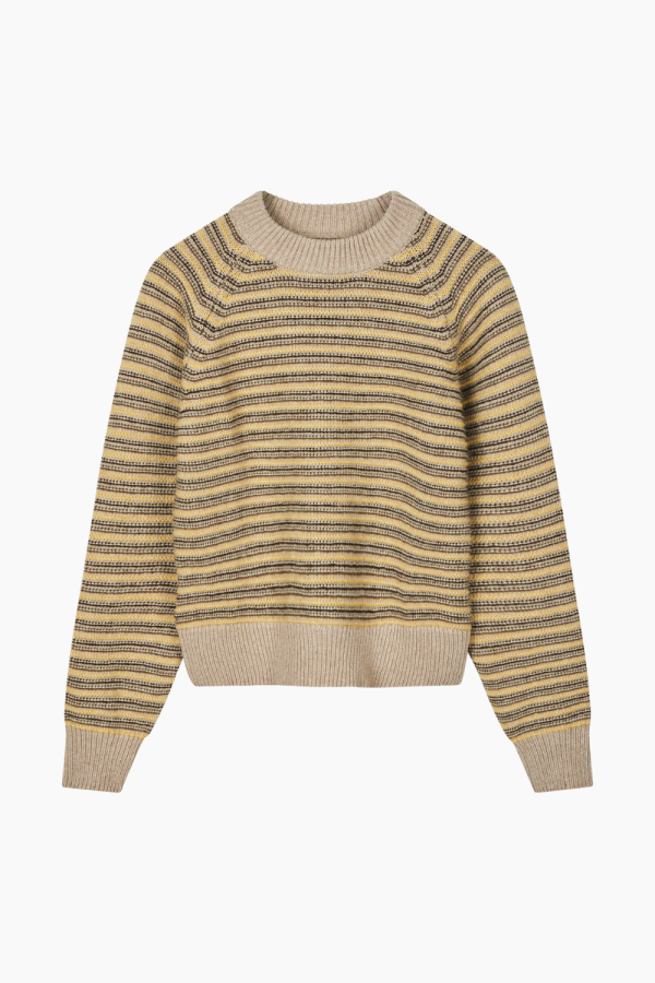 Stripey Martha Sweater - Oatmeal Melange Mix - Mads Nørgaard - Stribet XS