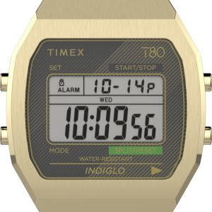 Timex 80 Steel Gold Tone Black Lens Bracelet