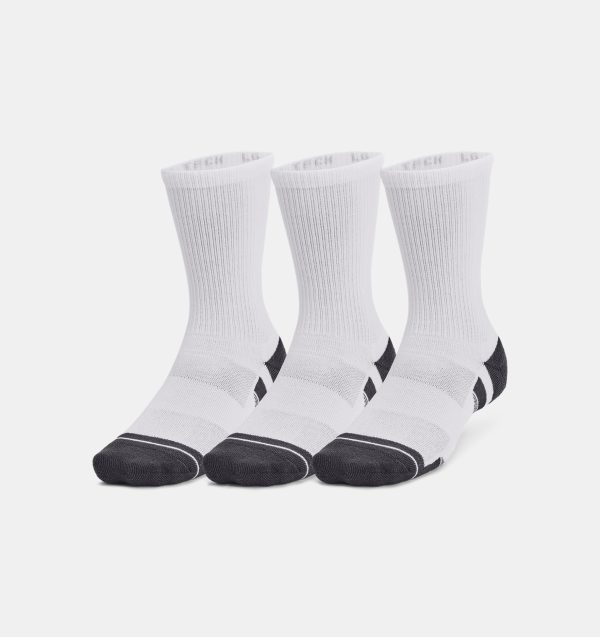 Under Armour Performance - Tech 3 Pack Crew Socks - White M