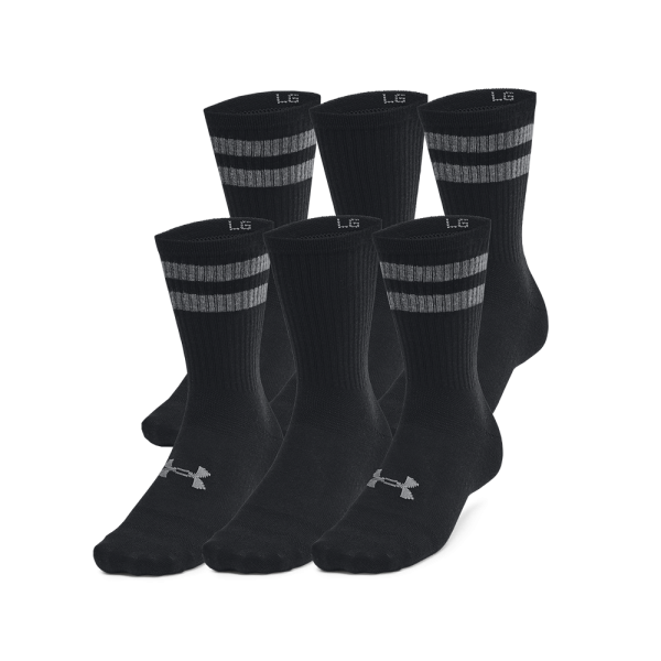 Under Armour Sokker - Essentials 6-Pack Crew Socks - Black / Castlerock L