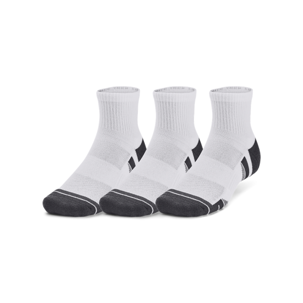 Under Armour Sokker - Performance Tech 3-Pack Quarter Socks - White / Jet Gray L