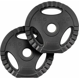 Vægtskiver - sæt af 2, hver 2,5 kg, Ø 30/31 mm, Tri-Grip, cement, plastik, sort