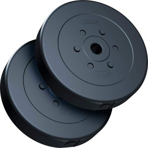 Vægtsskiver - Sæt 20 kg (2x10 kg), 30/31 mm hul, plast, sort